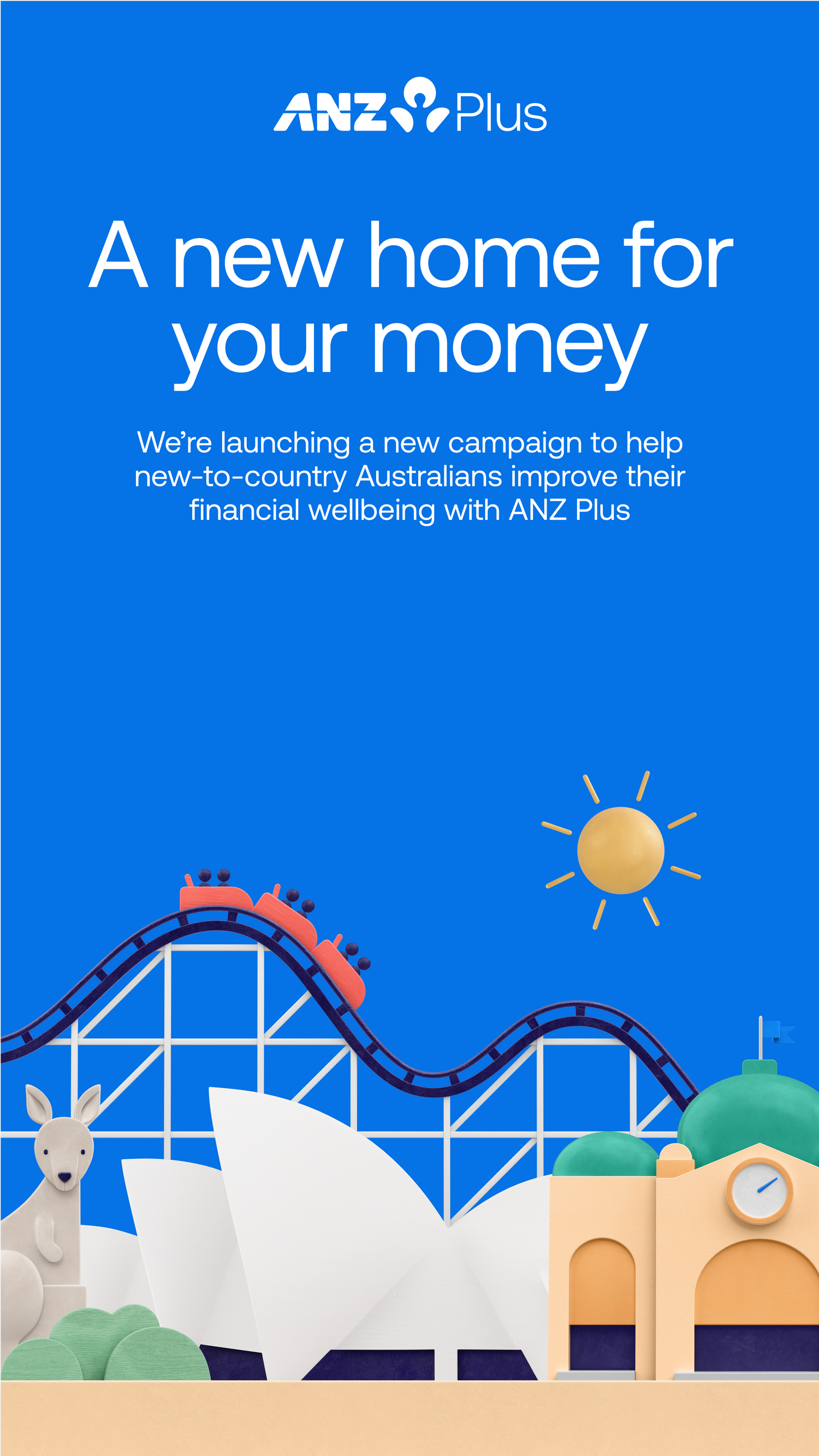 A new home for your money, ANZ Plus campaign poster